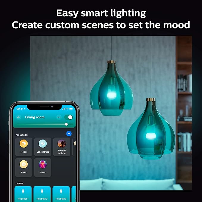 Philips Hue Smart 75W A19 LED Bulb - White and Color Ambiance Color-Changing Light - 2 Pack - 1100LM - E26 - Indoor - Control with Hue App - Compatible with Alexa, Google Assistant and Apple Homekit