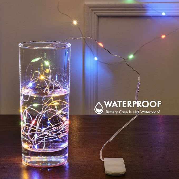 12 Pack 20LED Multicolor Fairy Lights Battery Operated String Light | 7FT Waterproof Silver Wire Christmas Lights Outdoor,Firefly Mini Lights for Bedroom Party Birthday Wedding Indoor Decorations