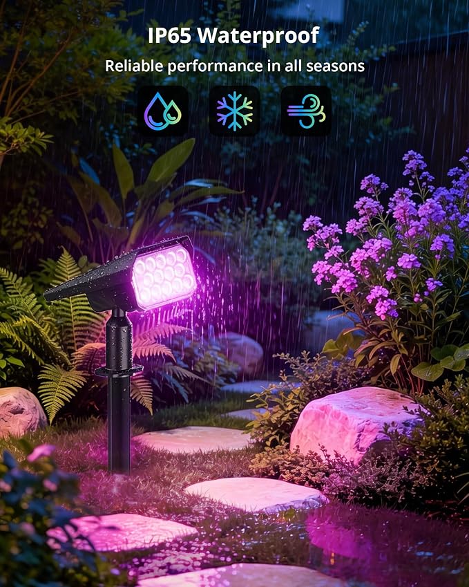 Solar Color Changing RGB Lights IP65 Waterproof, 56 LED 8 Lighting Modes Solar Spotlights, Landscape Lights for Yard Garden Pathway Holiday Decor, 4 Pack (Multicolor)