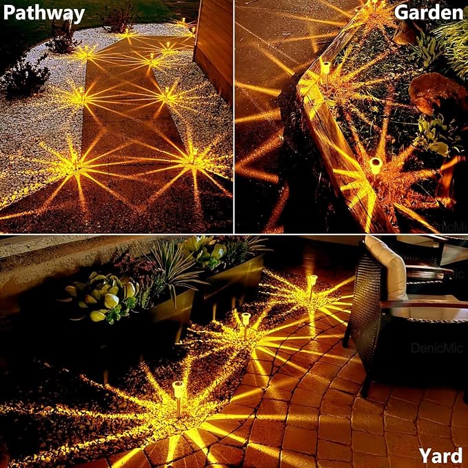 DenicMic Solar Halloween Lights Outdoor 10 Pack Fall Decorations for Home | Stake Lights for Yard Pathway Garden Walkway Driveway Patio Lawn, Auto On/Off Orange LED Autumn/Halloween Decor Waterproof