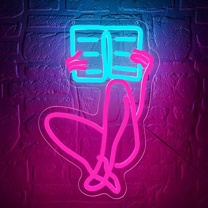 Read Books Neon Sign for Wall Decor Reading Neon Light for Study Room Cave | Dimmable Led Neon,Teen Birthday Reading Gifts,5V USB Powered,Bookstore Bedroom Decor, Classroom Library Wall Art,16.9*9.8in