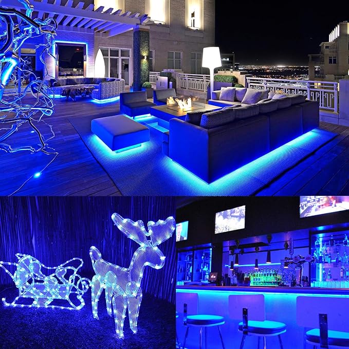 40ft Blue Led Rope Lights, Waterproof, 432LEDs, Outdoor, Indoor, Connectable, Flexible Blue Led Strip Lights for Garden, Camping, Stairs, Balcony, Party, Christmas
