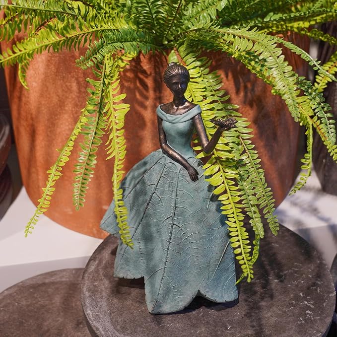 Guichifun Fairy Statue Leaf Angel Girls with Dragonfly 7.4 x 5.25 x 12 Inch | Resin, Home Decoration, Rustic Garden, Indoor/Outdoor Use, Yard Figurines Gift