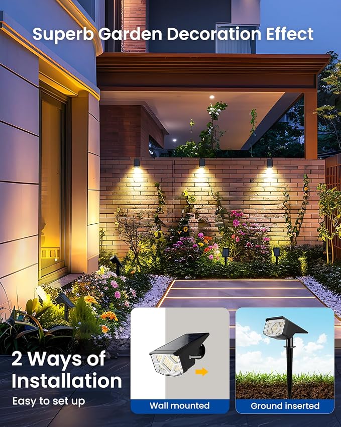 SOLPEX Solar Spot Lights Outdoor Waterproof 12 Pack Warm White | Solar Landscape Spotlights Outdoor, Compact Design Spot Lights, Flood Lights for Garden Yard Pathway House Tree Outside