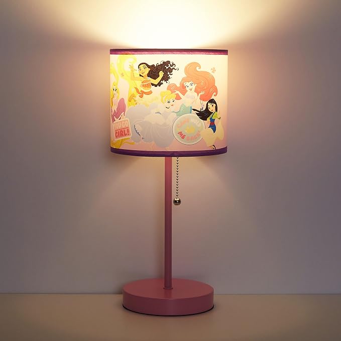 Idea Nuova Disney Princess Stick Table Lamp with Printed Shade, 15.5" H x 7.5" W,metal