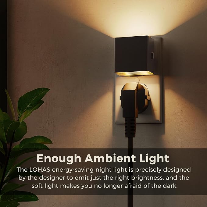 L LOHAS LED Night Light,Night Lights Plug into Wall,[2-Pack] | Dusk to Dawn Sensor,Brightness Adjustable,3000K Soft White,Plug in Nightlight for Adults Bathroom Hallway Kitchen