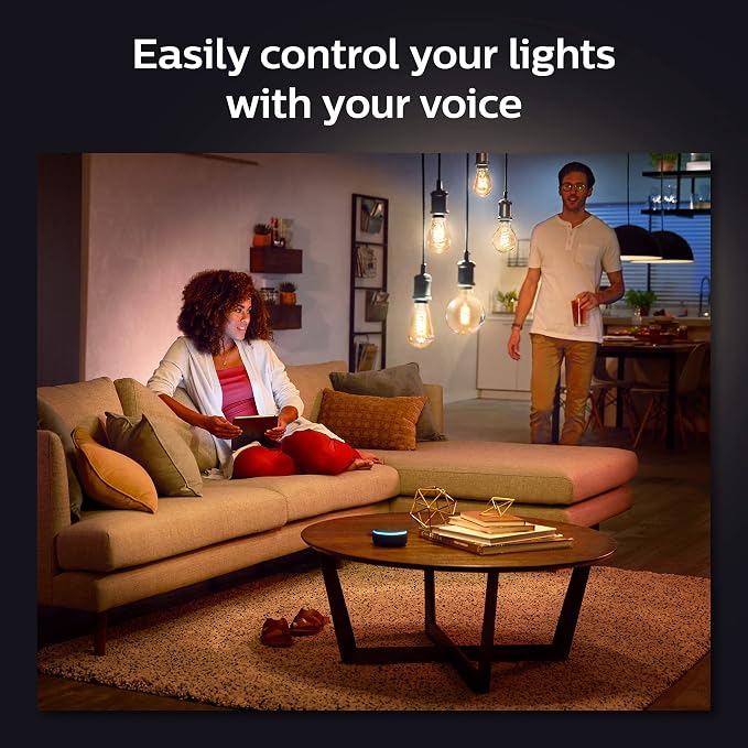 Philips Hue Smart 60W G25 Filament LED Bulb - White Ambiance Warm-to-Cool White Light - 2 Pack - 550LM - E26 - Indoor - Control with Hue App - Works with Alexa, Google Assistant and Apple Homekit