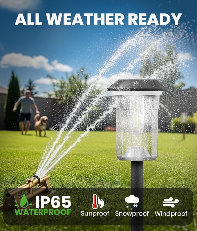 BITPOTT Solar Pathway Lights Outdoor Waterproof IP65, 4 Pack Auto On/Off Solar Outdoor Lights for Path, Yard, Landscape, Walkway, Driveway, Garden Decor Lighting Solar Powered,Adjustable Warm & Cold