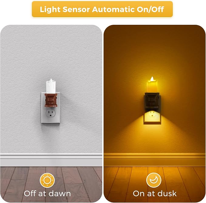 L LOHAS LED Night Light, Flameless Candle Night Light, 2 Pack | 3 Lighting Model, Dusk to Dawn Sensor, 0-100LM Brightness Dimmable, Amber Light,Vintage Nightlight for Adults Hallway Bedroom