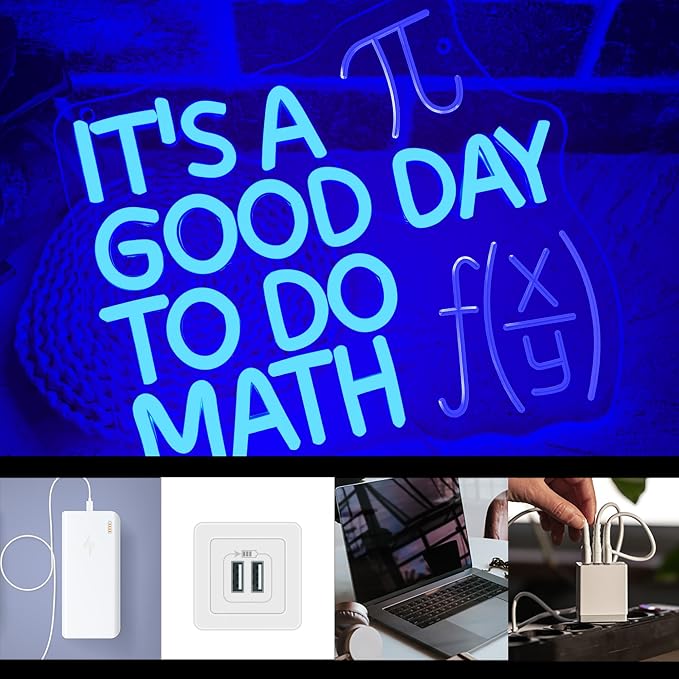 It's A Good Day To Do Math Neon Sign, Dimmable LED Math Classroom Decor Sign, Funny Math Decor Classroom Neon Light Art Classroom Welcome Sign Math Teacher Gift(11.8 * 10.6in)