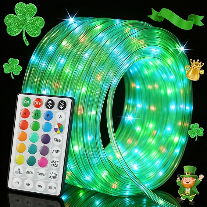 132Ft Green Rope Lights Outdoor Waterproof, 400 LED Color Changing Plug in String Lights with Remote for St. Patrick's Day, Pubs, Garden, Patio Decorations