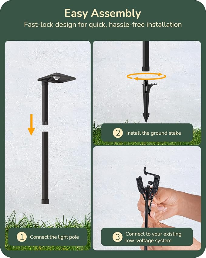 EDISHINE Low Voltage Pathway Lights, LED Landscape Lighting, 4 Pack | Pyramid Exterior, Aluminum, 3000K & 50000Hrs, Outdoor Path Lights Wired for Garden, Yard, Driveway