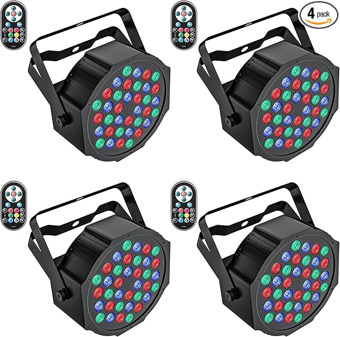Stage Lights 36 LED Par Lights, U`King RGB Par Light Uplights Stage Lighting Indoor for Christmas Halloween Music Party Disco Wedding, Remote Control, DMX Control Sound Activated Party Light