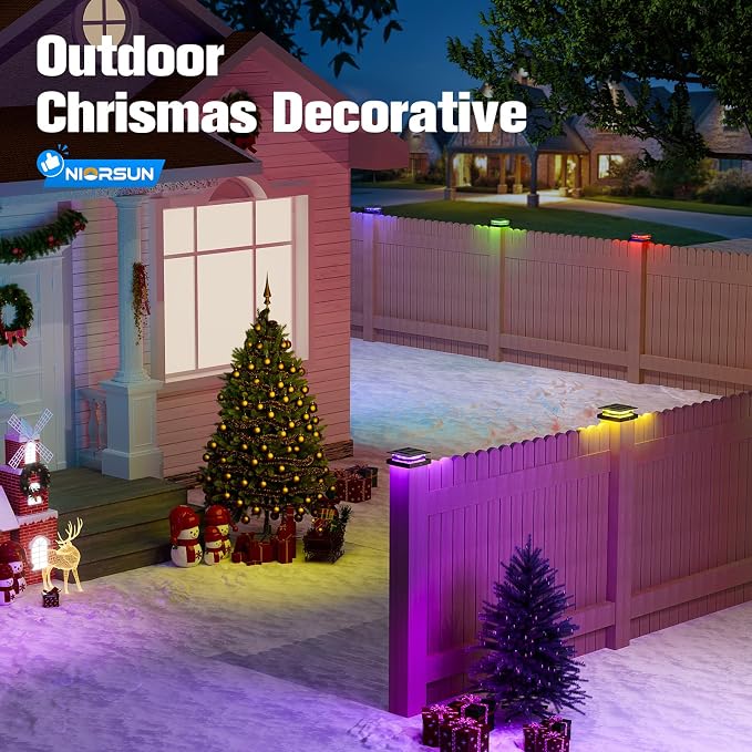 4x4 Post Solar Lights Color Changing,Solar Post Light,20 Pack Black | RGB Solar Post Cap Lights for 4x4 Post Caps Wood Vinyl,IP44 Waterproof Fence Post Solar Lights Outdoor, Solar Deck Post Light