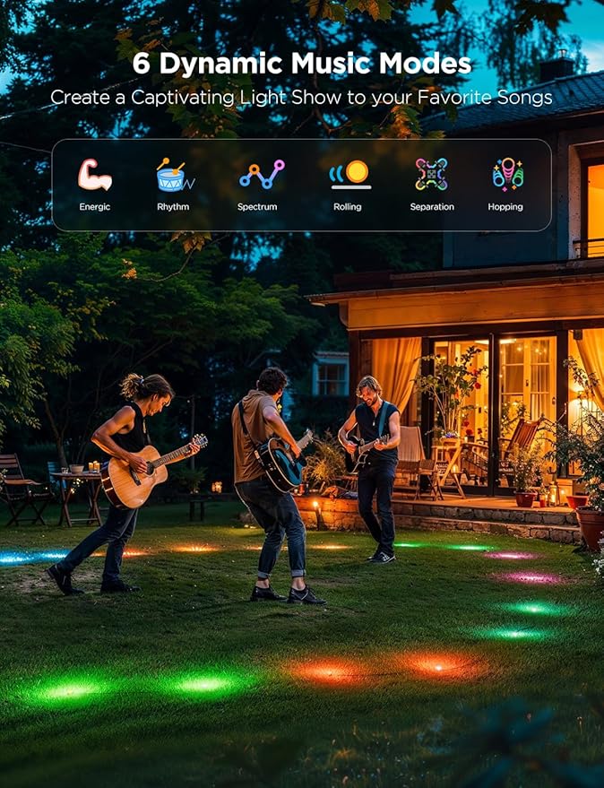 Govee Outdoor Ground Lights 2, 100ft for Patio Decorations, 30 Pack RGBIC Pathway with 100LM Warm White, IP67 Waterproof for Garden, Splitter Connector, Works with Alexa, Google Assistant