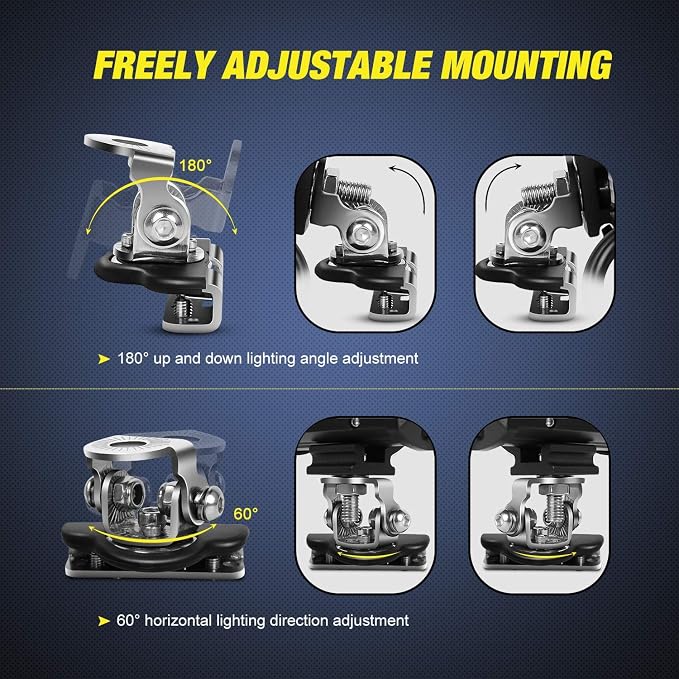 Nilight 2PCS Universal Adjustable LED Pod Light Mount Brackets | Pillar Hood Clamp Holder for Off Road Work Lights and Light Bars on Truck SUV Vehicles Silver