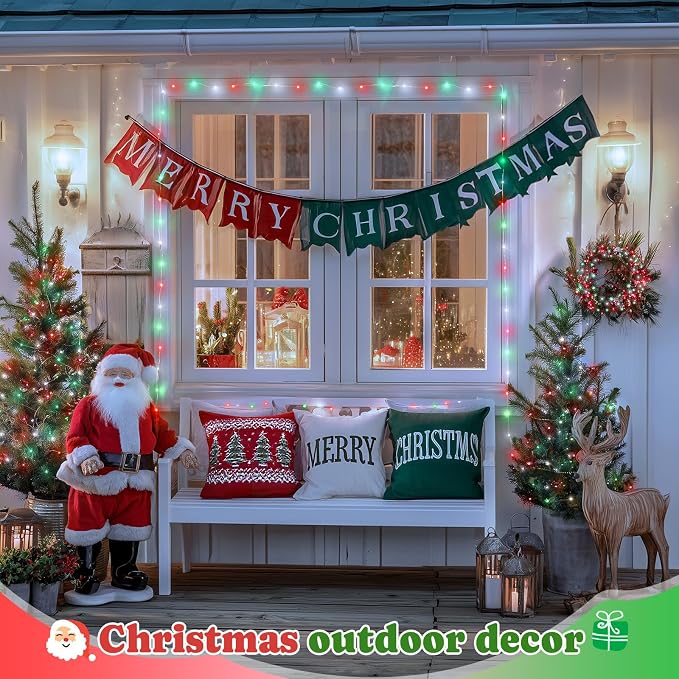 JMEXSUSS 200 LED Red White Green Fairy Lights Plug in | 8 Modes Christmas Fairy Lights Indoor Outdoor with Wheel, 66 ft Remote Control Twinkle Lights for Christmas