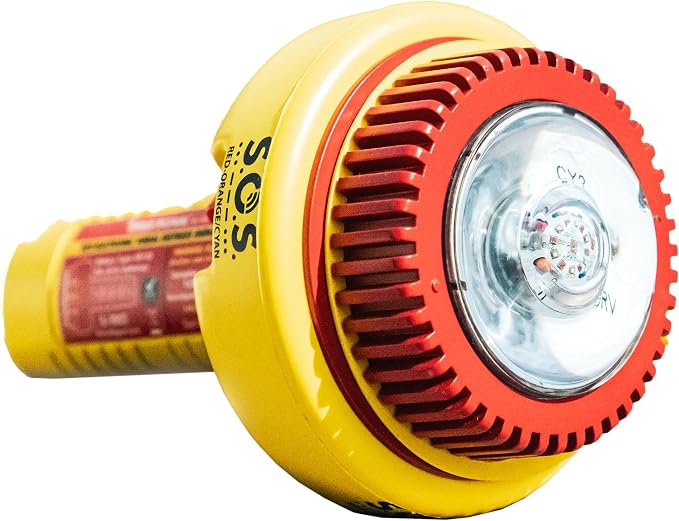 Sirius Signal C-1002 SOS LED Distress Signal, 2-Color + IR - USCG Approved | Electronic Boat Flare Replacement, Bright Two-Color (Red-Orange/Cyan) + Infrared, Includes Mount, Daytime Flag & Whistle
