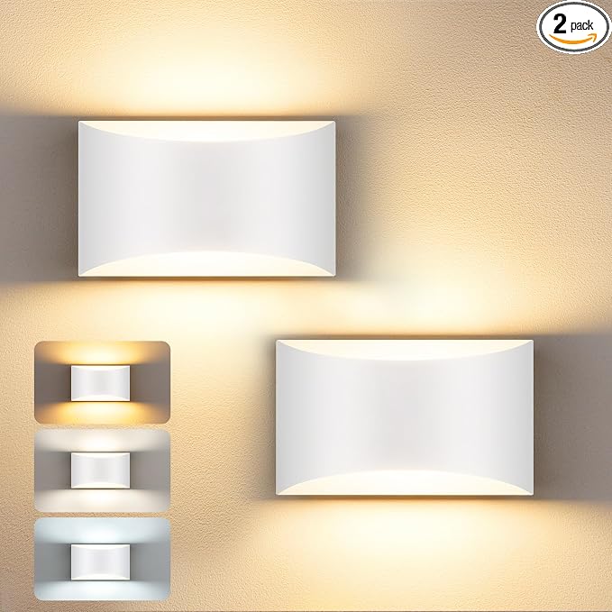 Battery Operated Wall Sconce Set of 2, Rechargeable Wall Lights | White Wireless Wall Mount Lights 3000K Bulbs, Touch & Remote Control, Clear Glass, Cordless Dimmable Indoor Lamp for Bedroom