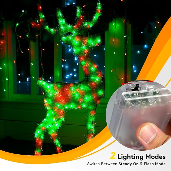 LitHome 4 Pack Christmas Fairy Lights Battery Operated Each 20FT 60 LED | Twinkle Lights with 2 Modes Indoor Outdoor, Waterproof Led Fairy Lights for Party Wreath Garland Table Decor, Red & Green