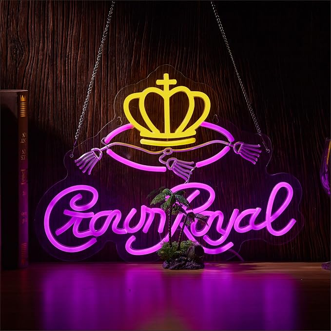Crown Neon Sign for Bar Wall Decor, Royal Beer Lights Signs Whiskey LED Sign for Bar Man Cave Bedroom Home Shop Pub Bistro Party Hotel Game Room Decor Gifts, USB Powered