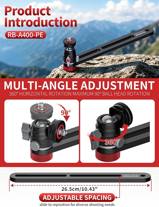 IFOOTAGE Cobra RB-A400-PE Professional Projector Stand, Heavy Duty Aluminium Tripod Stand with Adjustable Ball Head, 90° Tilt Angle, Weighted Base for Projector, DSLR, LED Light (79")