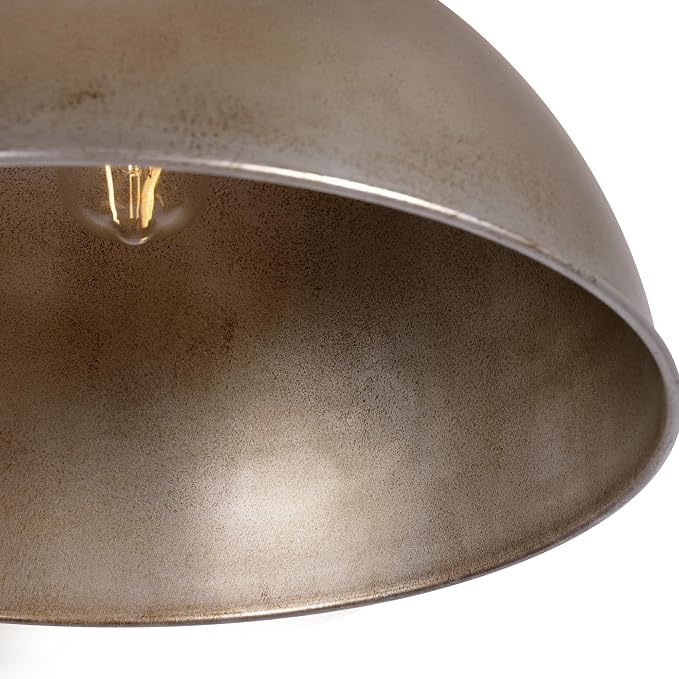 LamQee 18 Inch Antique Silver Large Pendant Light Kitchen Island, Farmhouse Modern Dome Pendant Light Fixtures Ceiling Hanging Lighting Chandelier for Dining Room Over Table, Bar, Hallway, Entryway