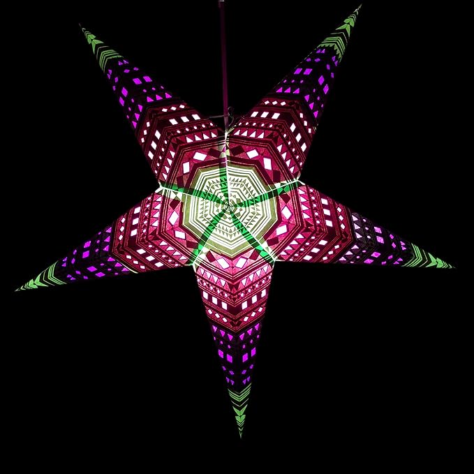 Spika Green Paper Star Lantern with 12 Foot Power Cord Included