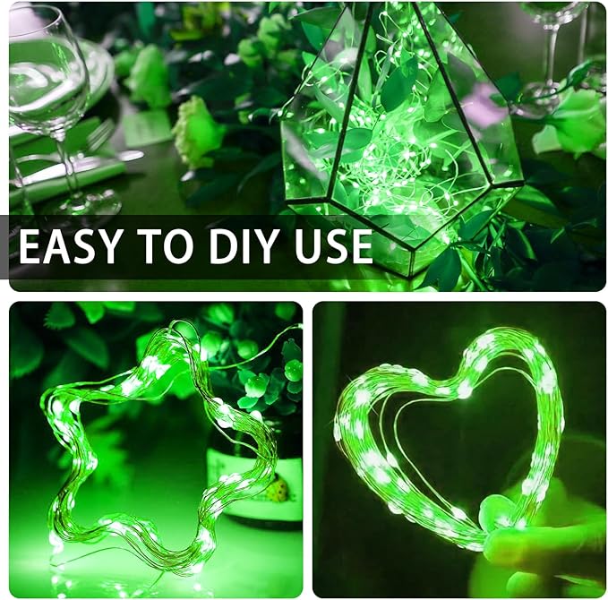 12 Pack Green Fairy Lights Battery Operated, 7ft 20 LED Mini String Twinkle Lights for St. Patrick's Day Christmas Halloween Mason Jars Centerpiece Table Decorations (12, Green)