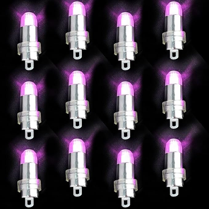 Non-Blinking Water Proof LED Mini Light Light up Paper Lanterns,Balloons,or Vase for Birthday Party or Wedding Decoration (Purple, Pack of 12)