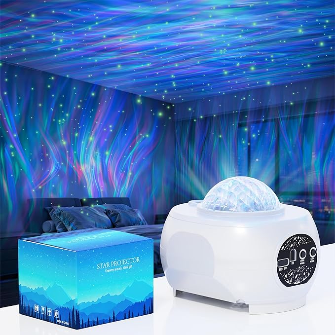 Northern Lights Projector, 16-Color Ocean Wave Galaxy Projector for Bedroom & Home Spa, Water Lamp Room Decor, Remote & Timer, Aesthetic Shower Light Gifts for Women Teen Girls Kids