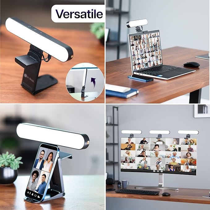 Webcam Light for Streaming on Monitor or Laptop, Freestanding Video Conference Lighting, USB-C Connectivity, Remote Control Included, Black, LF-WL1