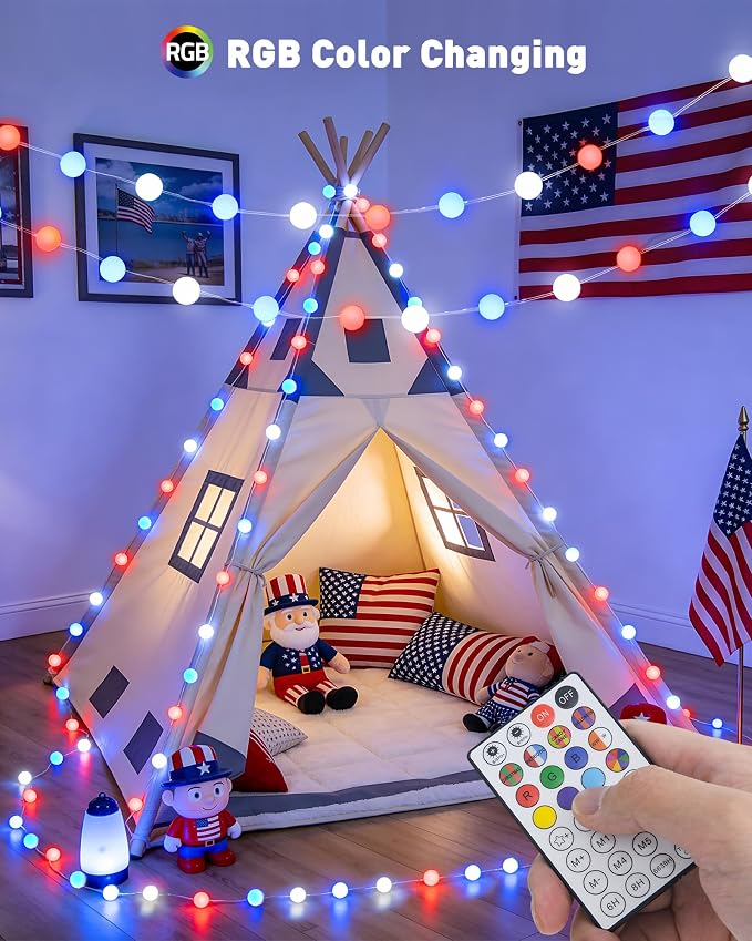 JMEXSUSS Smart Globe String Lights for Classroom Dorm, RGB Fairy Lights | 33FT 66 LED, App & Remote Control, Music Sync, Color Changing , Twinkle String Lights for Bedroom Christmas DIY Gift Decor