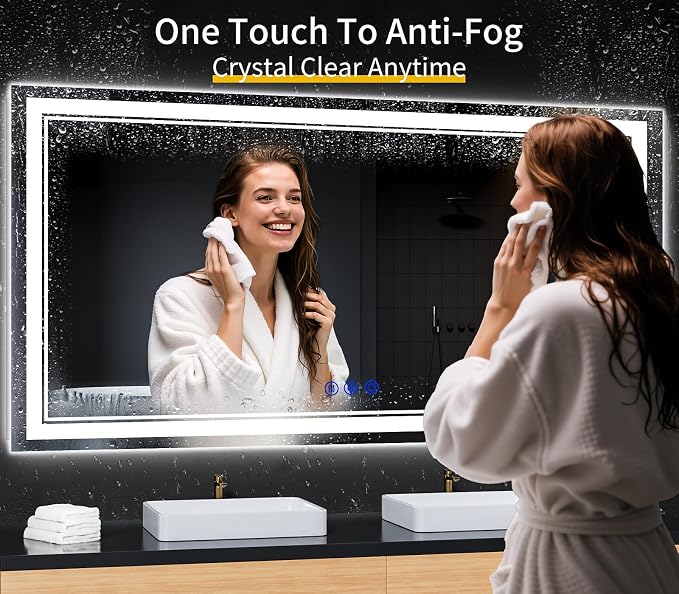 72"x36" LED Bathroom Mirror with Lights,Anti-Fog,3 Color Modes