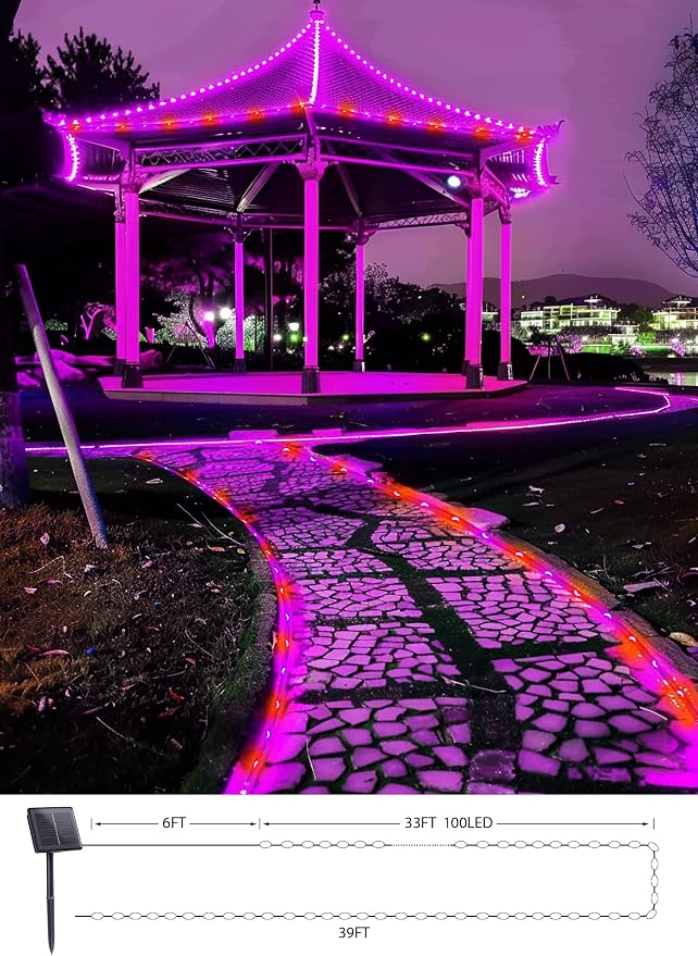 Brightown Solar Halloween Lights Outdoor, 39FT 100 LED, Orange & Purple | IP65 Solar Fairy Lights with 8 Lighting Modes, Halloween Decoration Outdoor for Party Garden Yard Holiday Tree Decoration