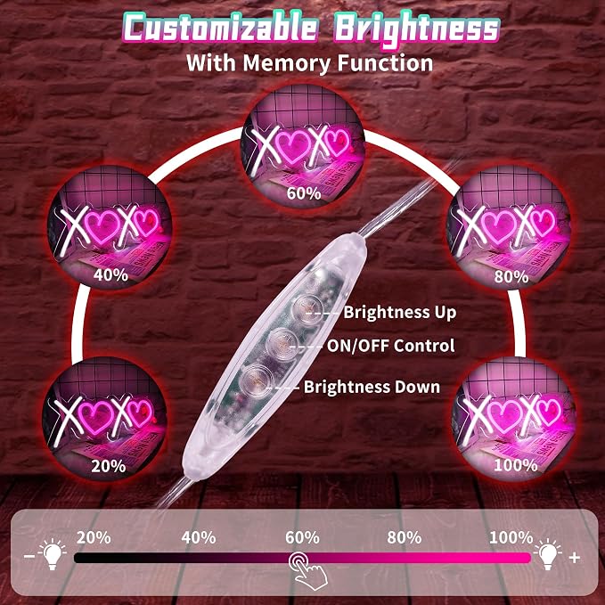 Aslanka XOXO Neon Sign, Led White Pink XOXO Light Sign for Home Decorations, Dimmable USB Powered Neon Sign for Family Bestie Friends Lover Gifts/Night Light, Party Bar Club Prom Décor