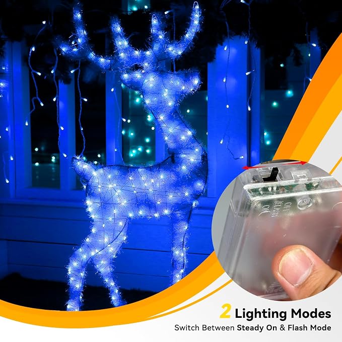 LitHome 4 Pack Blue Fairy Lights Battery Operated, Each 20 FT 60 LED | Twinkle Lights Battery Operated 2 Modes, Waterproof Fairy String Light for Classroom Indoor Bedroom Christmas Wedding Decor