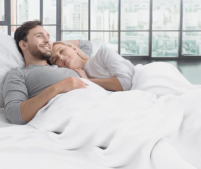 Utopia Bedding Soft Jersey Knit Blanket White Queen (90x90 Inches) | Lightweight, Breathable, Sweatshirt Blanket, Bed, Couch, Sofa, Cozy, Home Decor, Summer