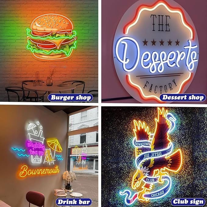 Custom Neon Sign Logo for Business, Plug/Battery Operated LED Picture Signs | Dimmable/RGB Neon Light, Easy Hanging/Wall LOGO Customizable UV Printed for Shop Bar Spa Office Room, Personalized Home Decor