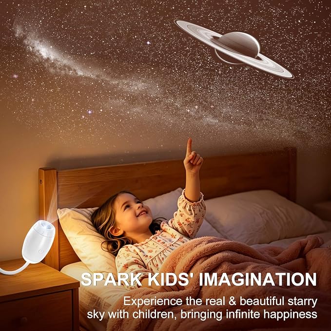 Galaxy Projector Night Light for Bedroom - 2 in 1 USB Starry Sky Led Lamp | Car & Room Ceiling Decor, Adults & Kids Gift - 3 Films