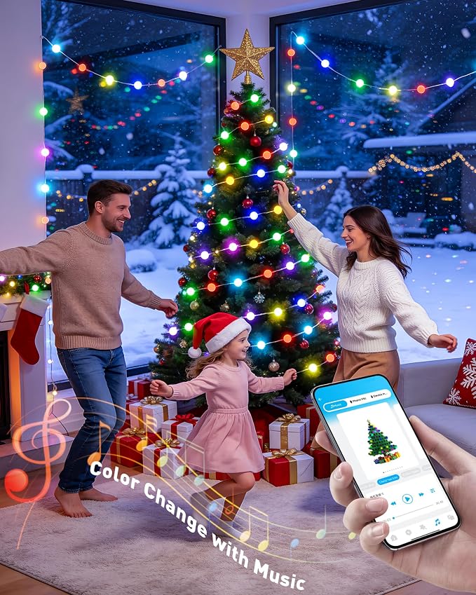 JMEXSUSS Smart Globe String Lights for Classroom Dorm, RGB Fairy Lights | 33FT 66 LED, App & Remote Control, Music Sync, Color Changing , Twinkle String Lights for Bedroom Christmas DIY Gift Decor