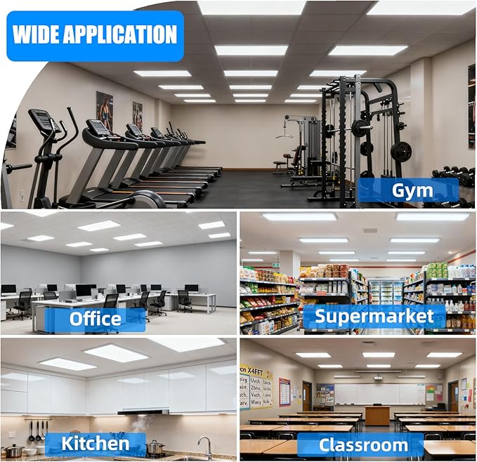 4 Pack 2x4 LED Flat Panel Light Drop Ceiling Office Fixture, 7800LM Daylight 2x4 LED Light Fixture, 5000K 2x4 Recessed Drop Ceiling Lights, 0-10V Dimmable Lay in Fixture for Office Kitchen, ETL Listed