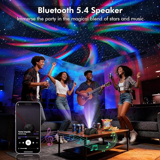 Rossetta Dual Lens Galaxy Projector, Star Projector for Bedroom with 58 Light Effects, Night Light Projector with White Noise & Bluetooth Speaker, Remote Timer, Easter Room Decor Gift for Kids Adults