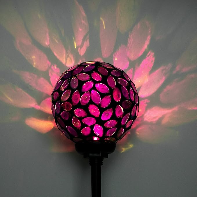 VCUTEKA Decorative Solar Garden Lights, 3.5" Mosaic Globe Outdoor Stake | Mosaic Glass Globe Design, Solar LED Light, Waterproof Design, Auto On/Off and Metal Stake Design for Lawn and Patio