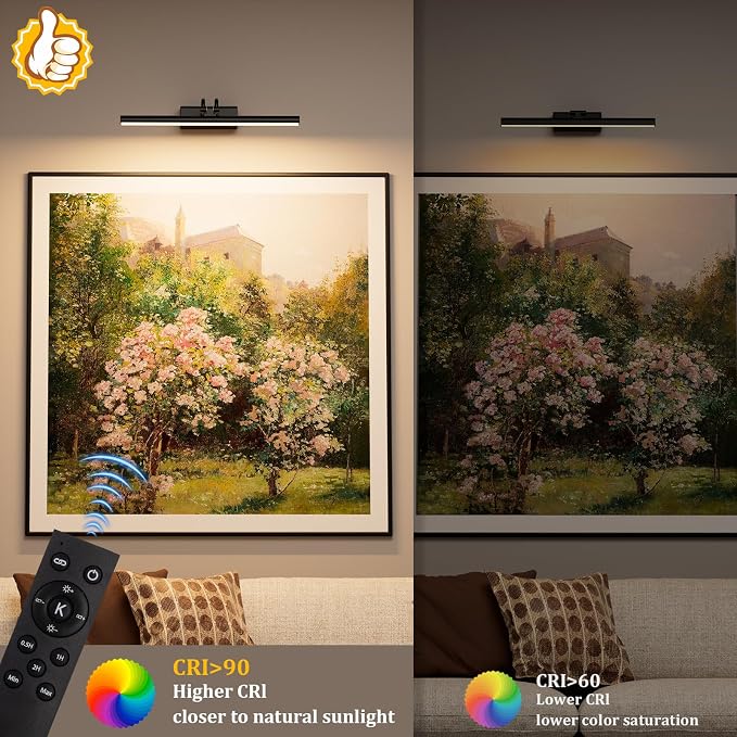 Battery Operated Wall Light, 13.8'', Set of 2, Black, Remote Control | 4000mAh Cordless, Wall Light, Magnetic for Easy to Charge,Timers, Display for Gallery Living Room Bedroom
