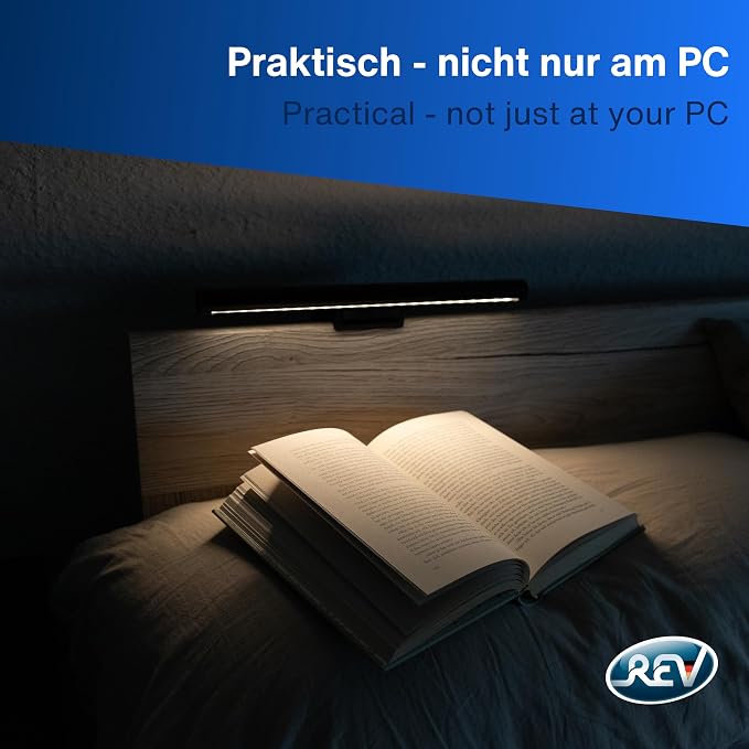 REV Monitor USB Lamp with Emergency Battery Approx. 60 Min., 29 cm, Clampable 110 lm, 3 Colours, Black