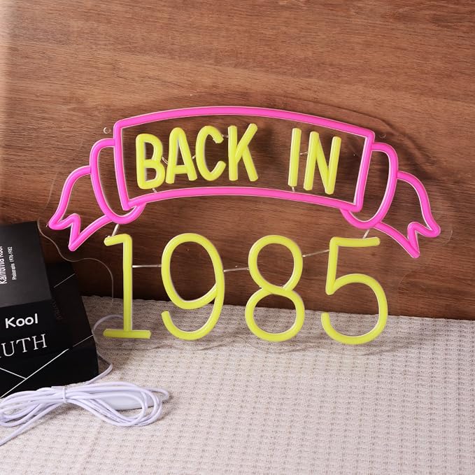 Back in 1985 Neon Signs 40th Birthday Party Decorations 40 Year Old Gift for Men Women Forty Neon LED Light for Anniversary 40th Class Reunion Wedding Happy Birthday 1985 Theme Party Wall Decor