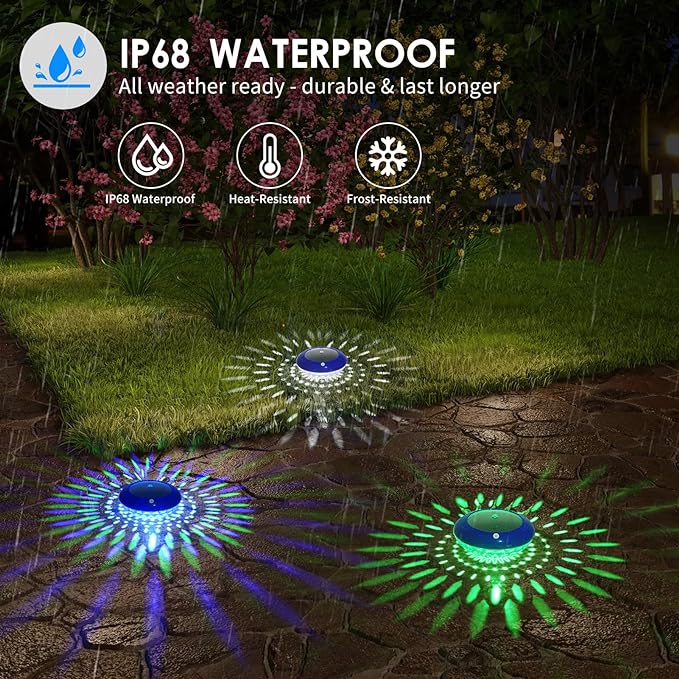 FirstE Solar Floating Pool Lights, RGB Color Changing Pool Floating Light, IP68 Waterproof LED Solar Pool Lights That Float, Hangable Auto ON Off for Above In Ground Pools Wedding Party Decoration (2)