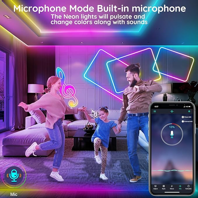 FBZ 150Ft Led Rope Lights, Flexible Neon Lights Control with App/Remote, Multiple Modes, IP65 Outdoor RGB Waterproof, Music Sync Gaming Light Strip for Bedroom Decor