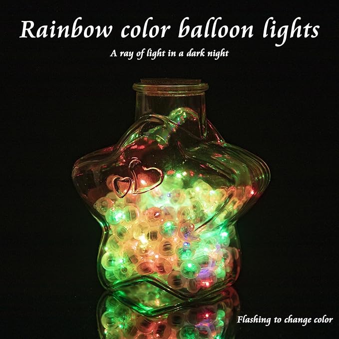 50pcs Balloon Lights Mini Led Lights Round Long Standby Time Ball Lamps Paper Lantern Balloons Lamps for Birthday Party Christmas Halloween Decoration Rainbow